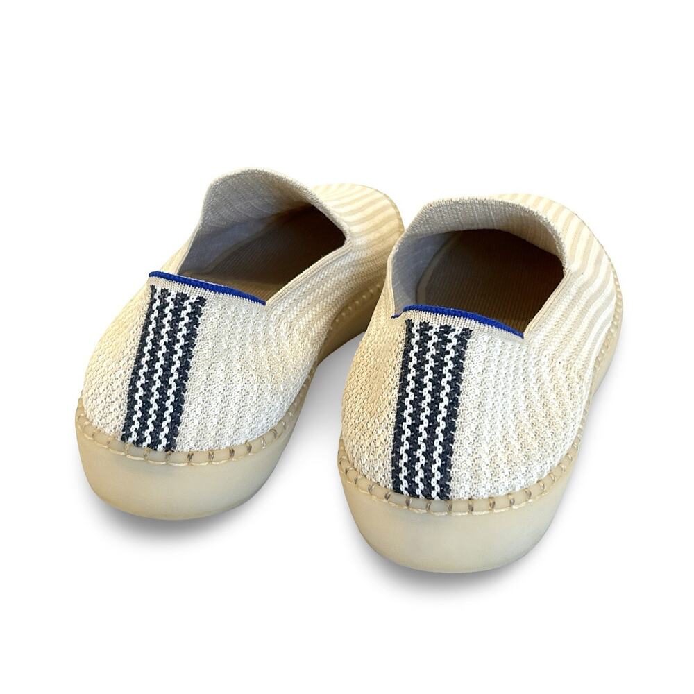 Rothys The Original Hemp Slip On Sneaker Womens Size 11 Ivory Coconut Stripe - Picture 4 of 7